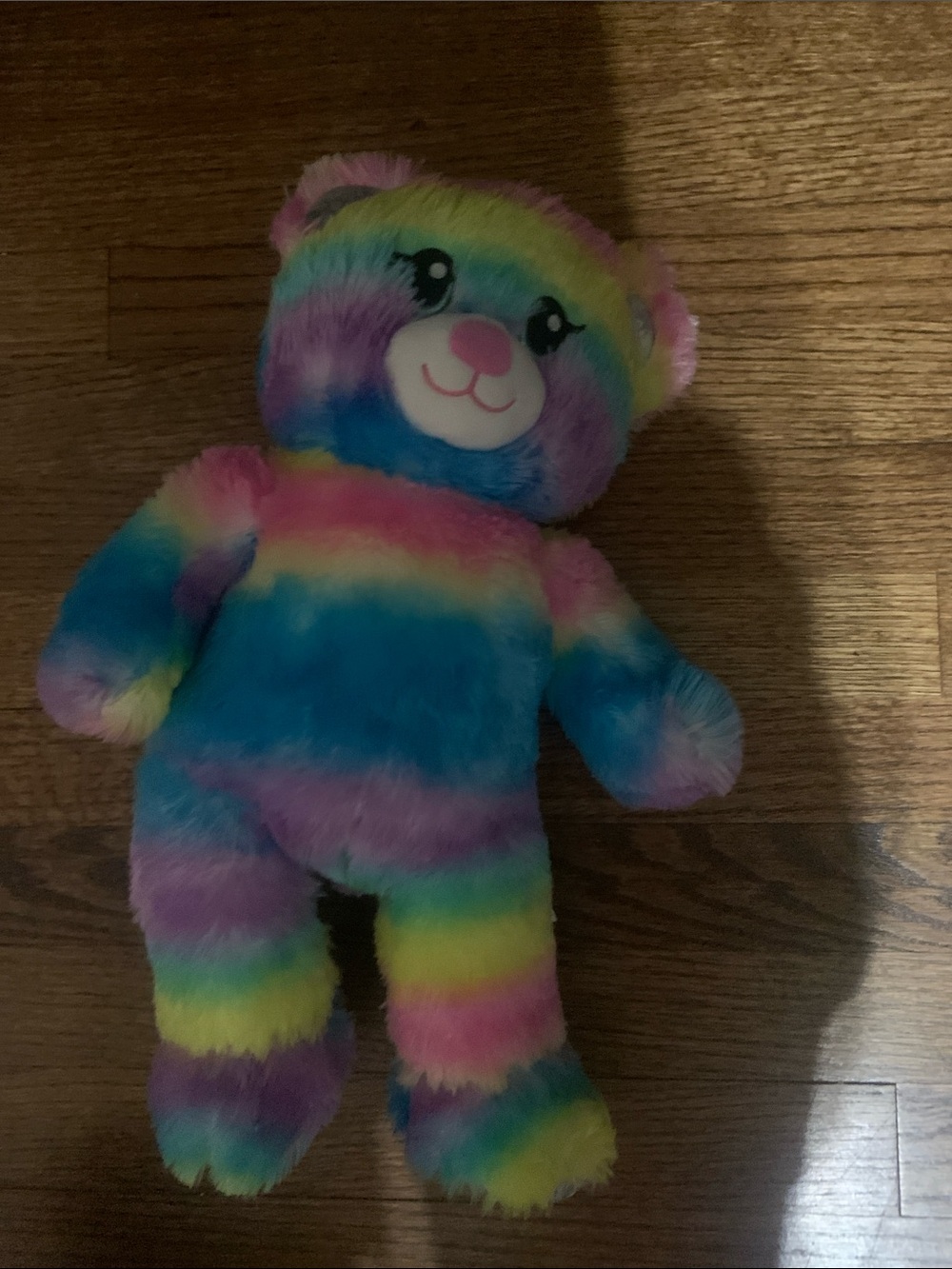 Gund Rainbow Stripe Plush Bear - Blue, Pink, Purple, Yellow, Green